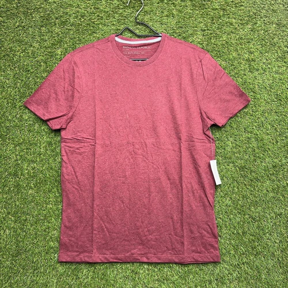 Banana Republic Shirt Mens Medium Soft Wash Organic Cotton Crew Neck Red NWT